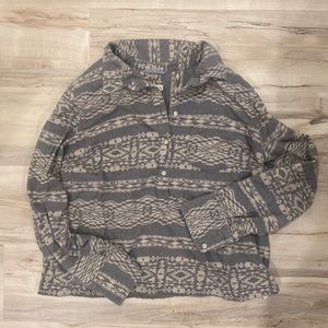 Grey and Light Brown Long Sleeved Half Button Down